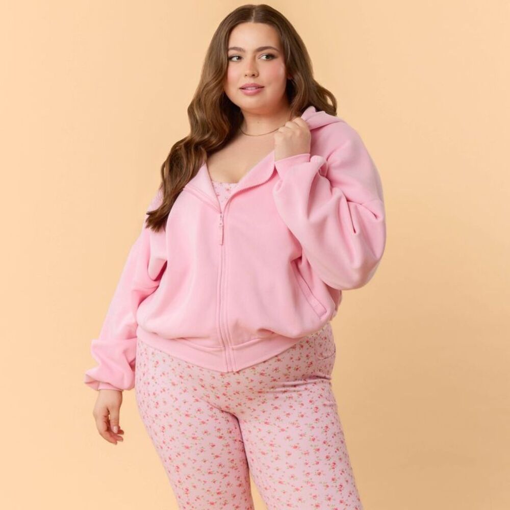 Blogilates -  Women's Marshmallow Full Zip Hooded Swe Pink